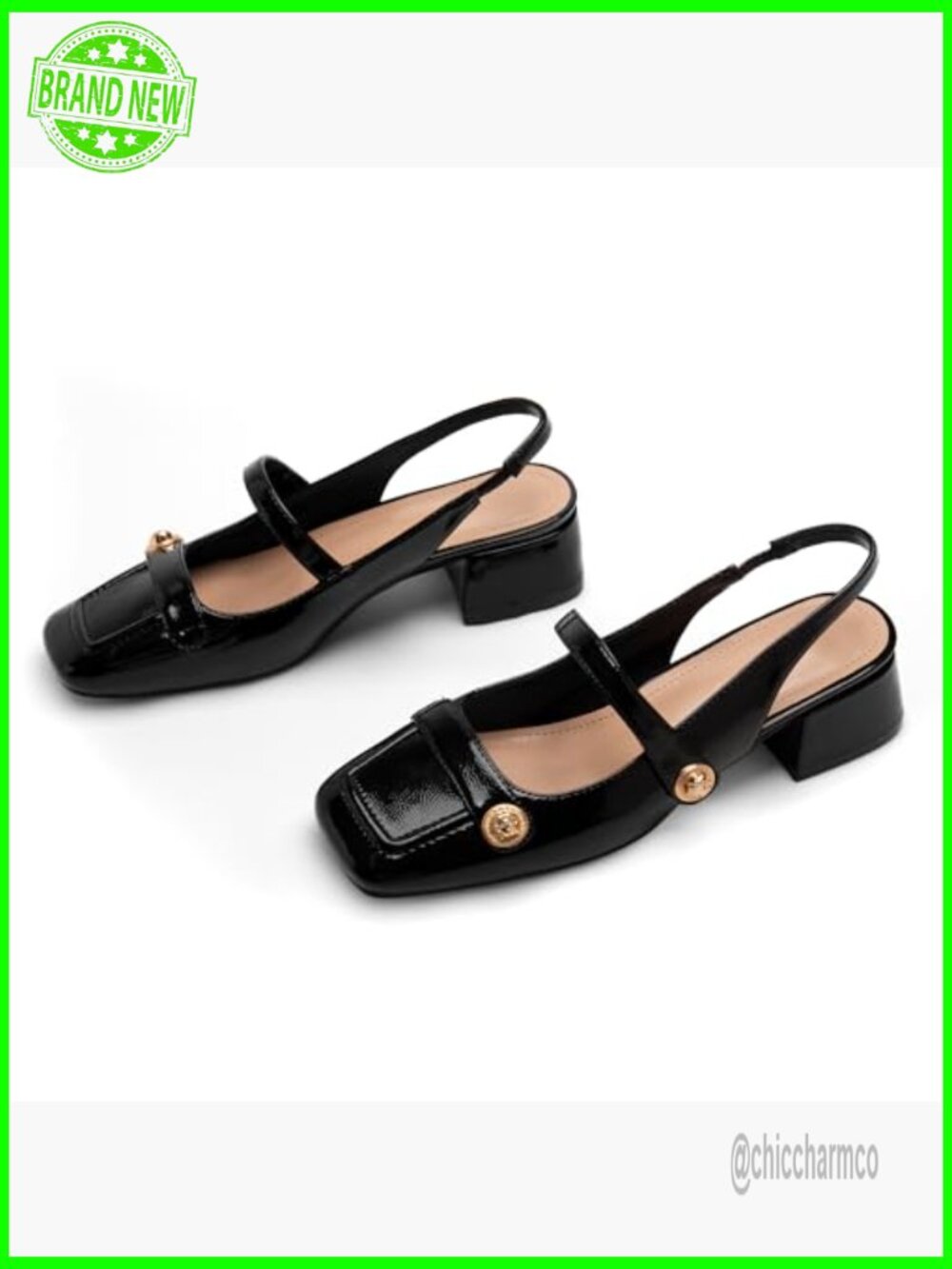 Low Block Heel Slingback Mary Jane Pumps Classic Office Dress Shoes - Picture 5 of 7